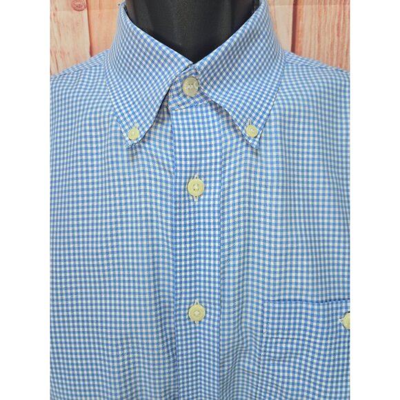 Orvis Mens Button-Down Blue Gingham Long Sleeve Shirt Size Medium 100% Cotton - Picture 3 of 6